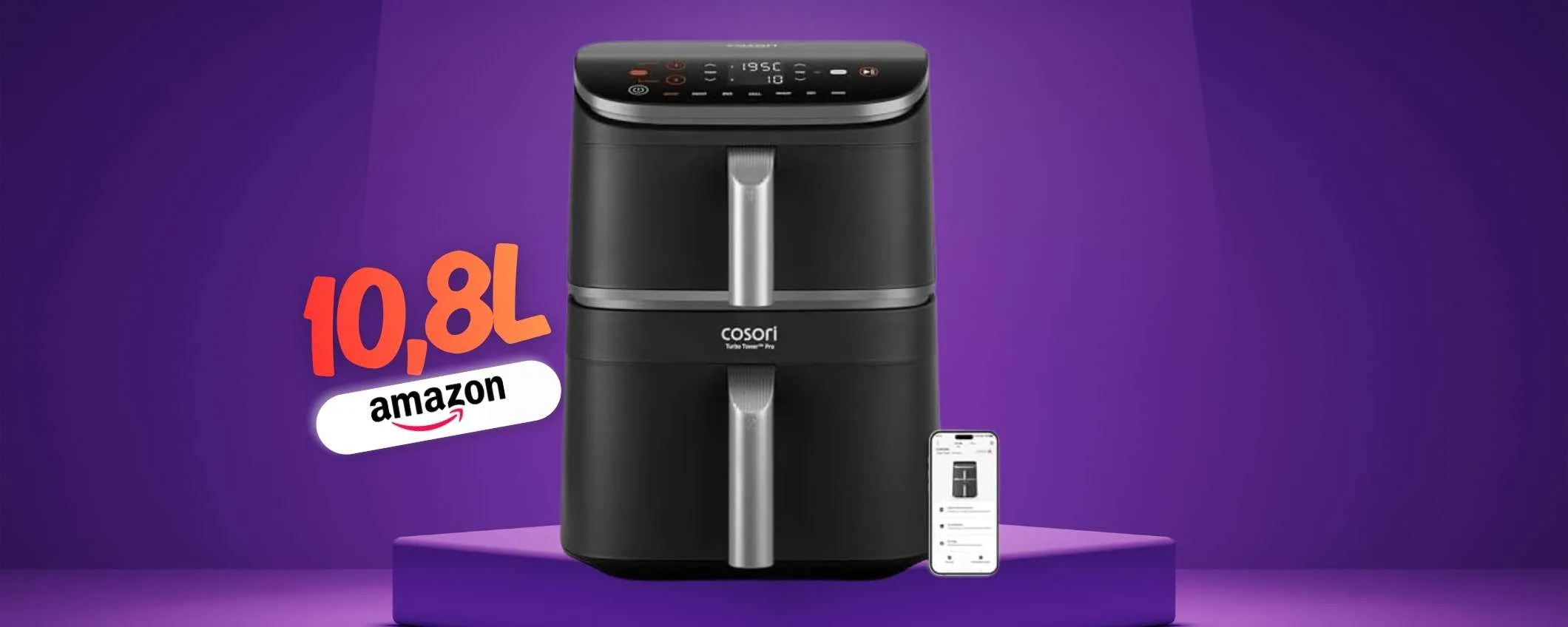 Cosori Turbo Tower Pro: cucinare facile e in verticale, 10,8L di potenza