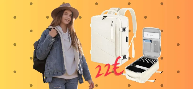 Zaino da viaggio capiente e compatto per volare senza patemi a soli 22€