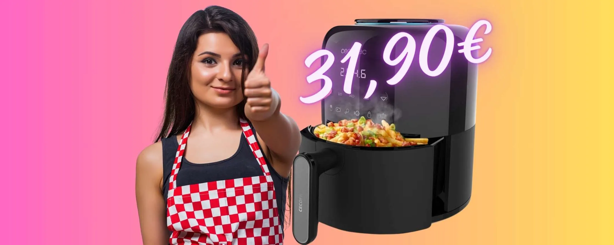 Friggitrice ad aria a PREZZO BOMBA, solo 31,90€ su Amazon