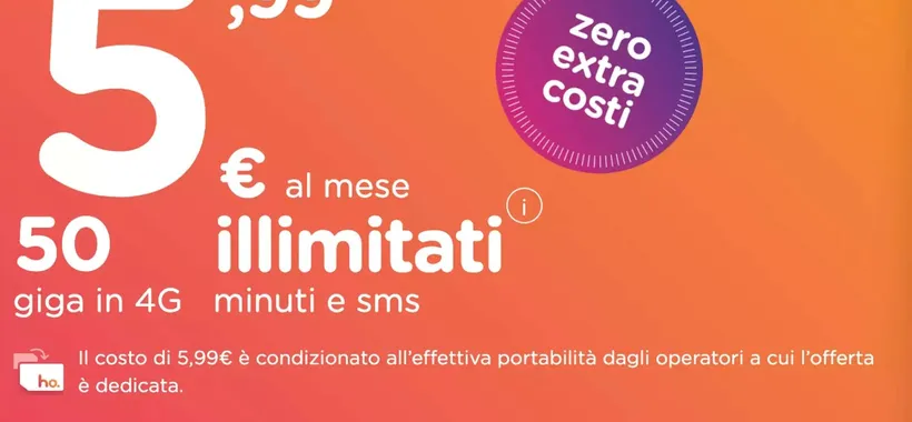 HoMobile: PROMO BOMBA 50GB a 5,99€ al mese