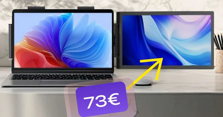 Monitor portatile da 14" con aggancio per laptop: estendi lo schermo con 73€