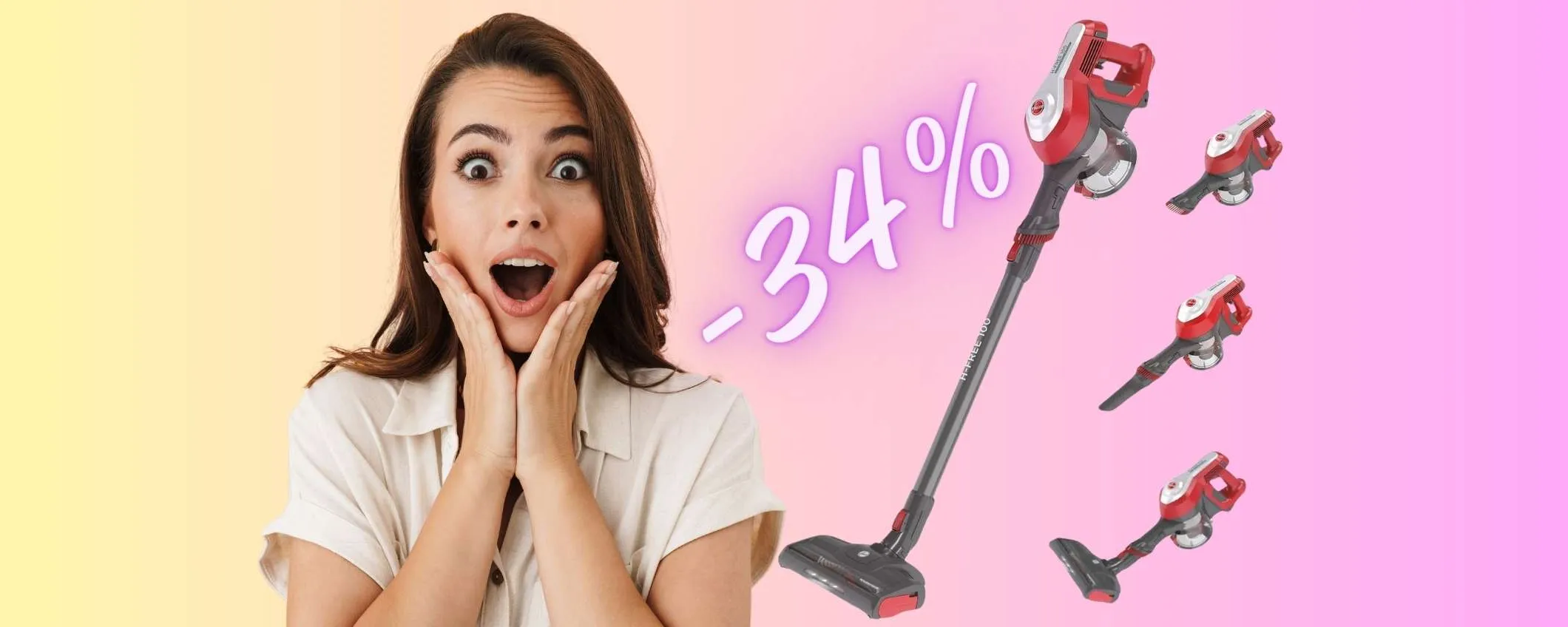Scopa elettrica Hoover H-FREE 100 in OFFERTA a TEMPO al 34% in meno