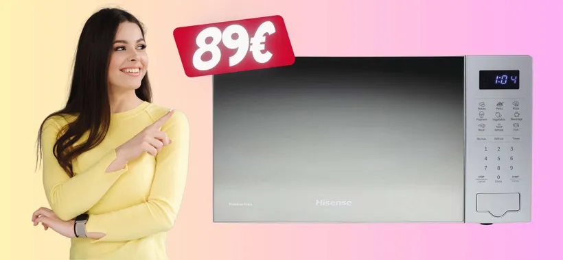 Forno microonde Hisense da 20L con 6 funzioni e comandi touch a 89€