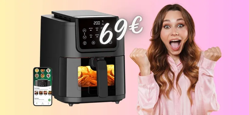 Friggitrice ad aria da 5 litri e 6 programmi tua a SOLI 69€ su Amazon
