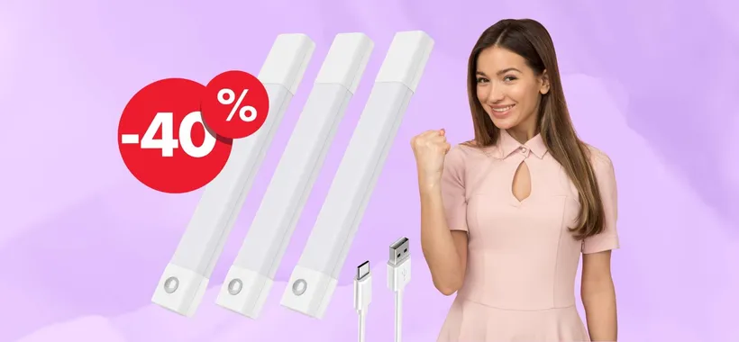 Luci LED per armadi, cassetti e pensili con sensore di movimento (-40%)