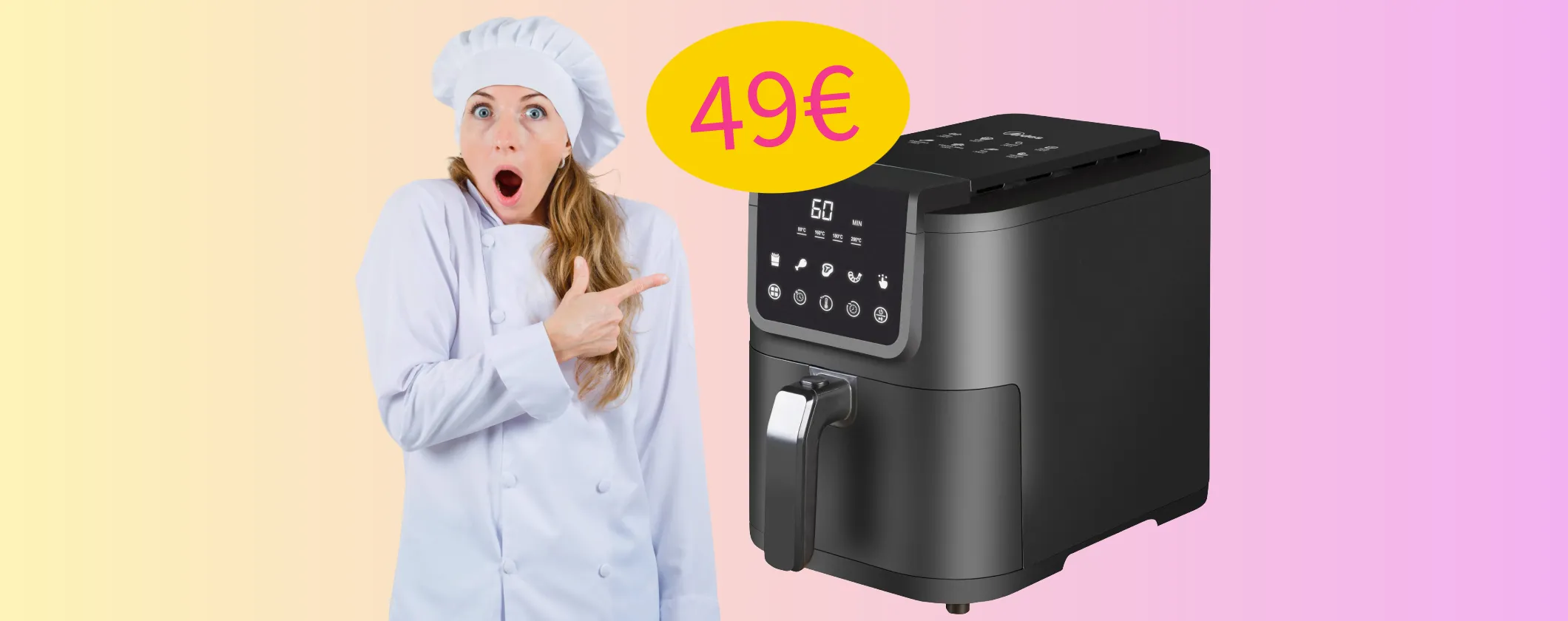 Friggitrice ad aria da 10 litri a prezzo bomba su Amazon, solo 49€