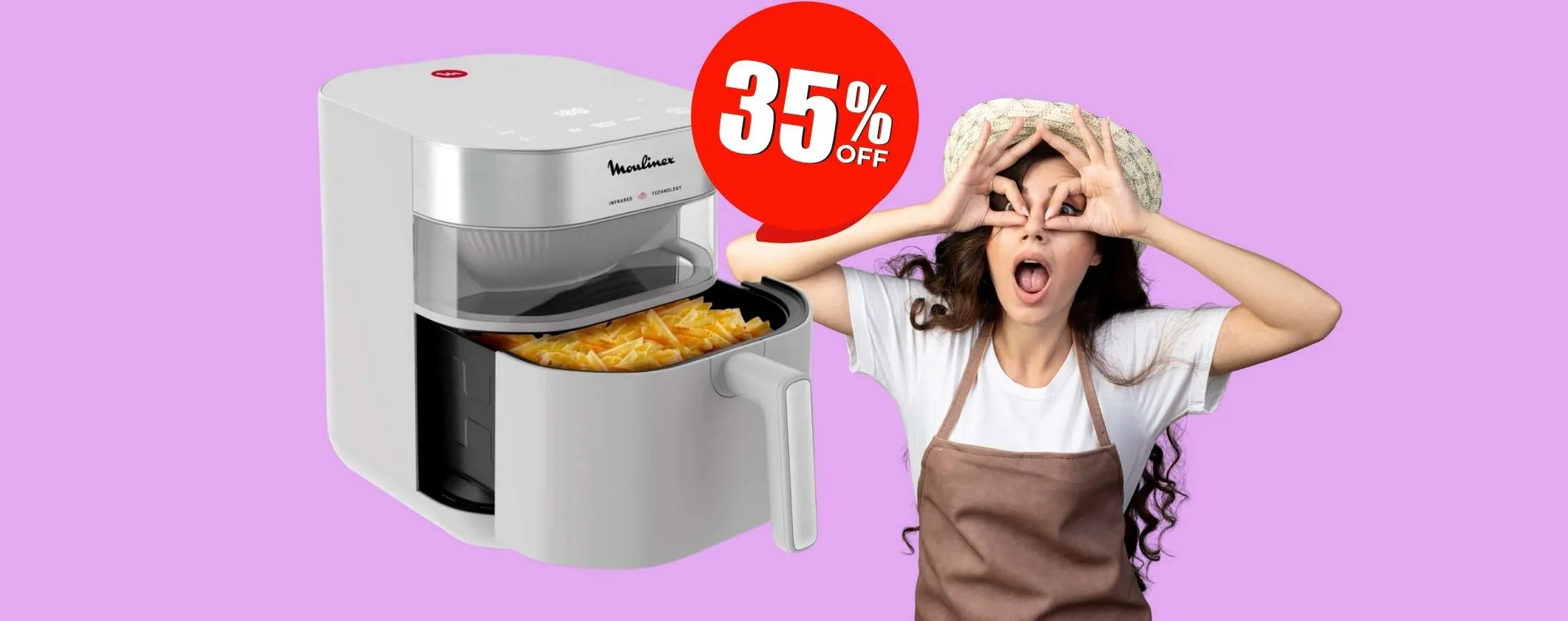 Friggitrice ad aria da 7L per cottura veloce, semplice, senza odori e con meno grassi