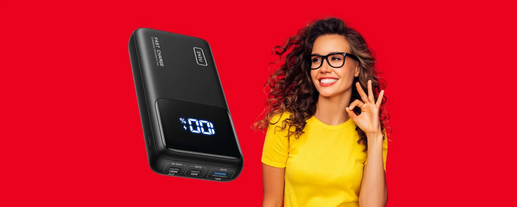 Power Bank da 25000mAh e 100W di potenza in offerta a tempo