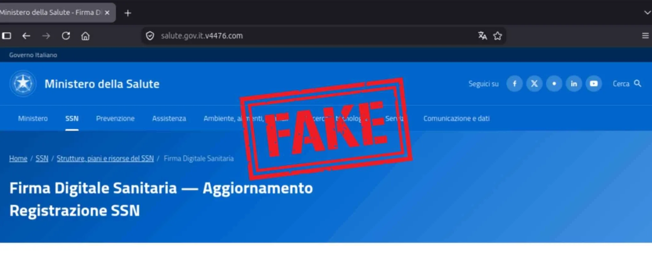 Malware distribuito tramite falso sito del Servizio Sanitario Nazionale