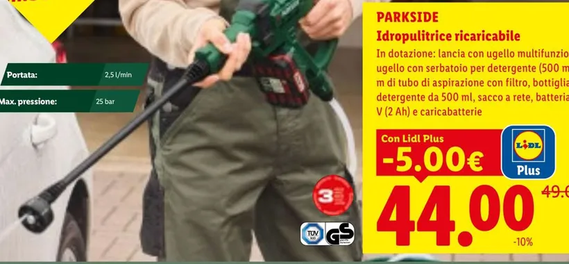 Volantino Lidl Parkside, tra le offerte di giugno l'idropulitrice a meno di 50€