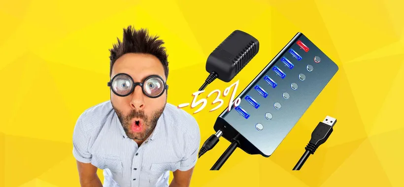 Hub USB 7 in 1 con ingresso per ricarica veloce a MENO della METÀ