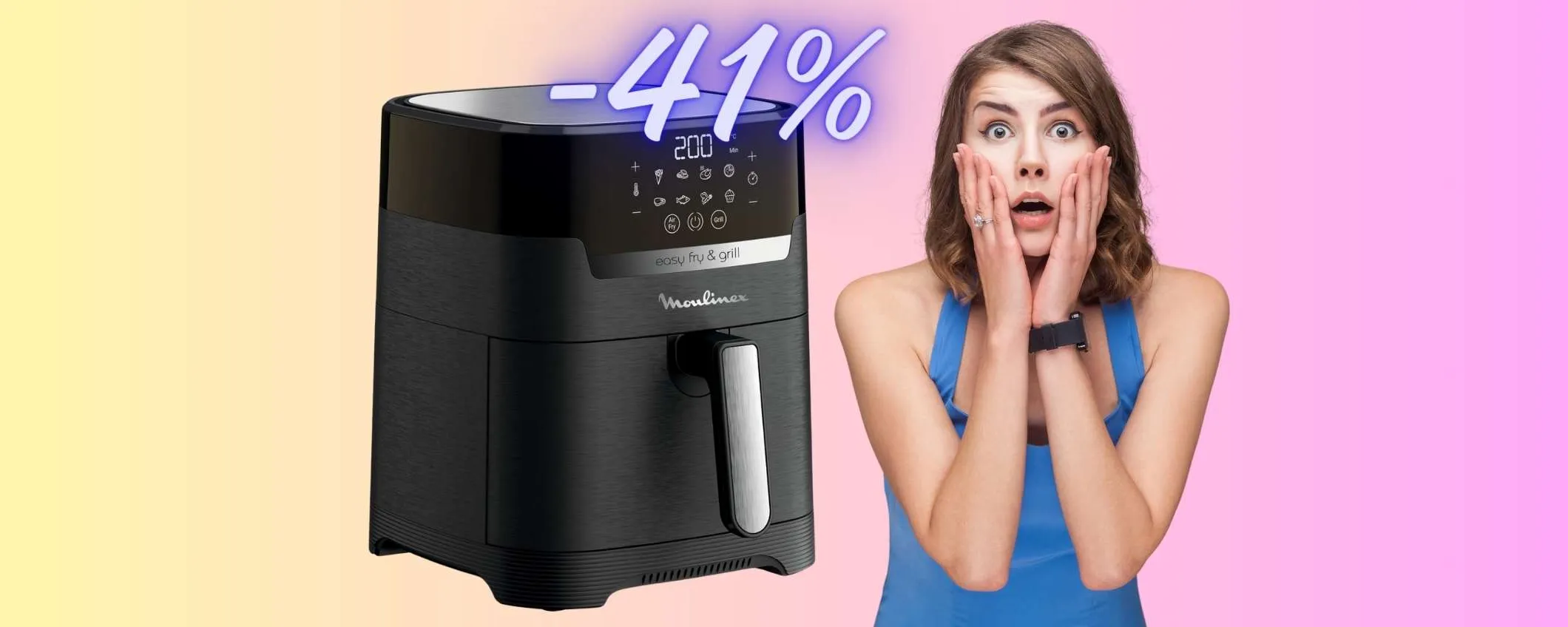 Friggitrice ad aria 2 in 1 con pannello touch al 41% in MENO