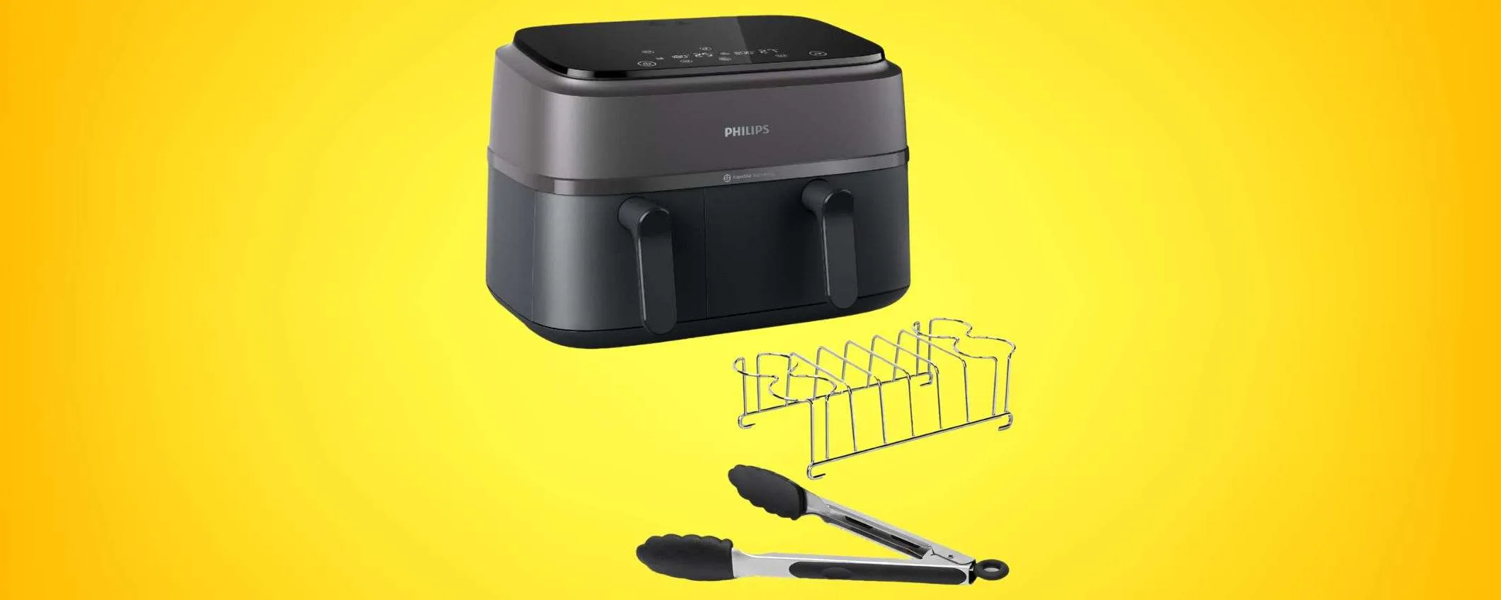 Friggitrice ad aria Philips con DOPPIO CESTELLO: su Amazon in PROMO LAMPO