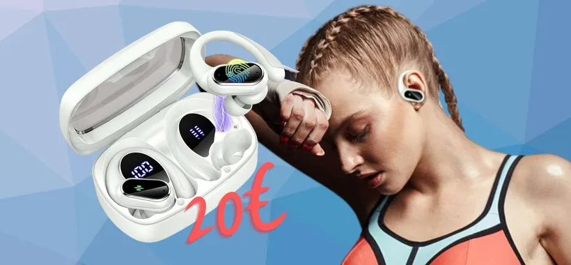 Solo 20€ per questi auricolari wireless per lo sport con 50h di audio