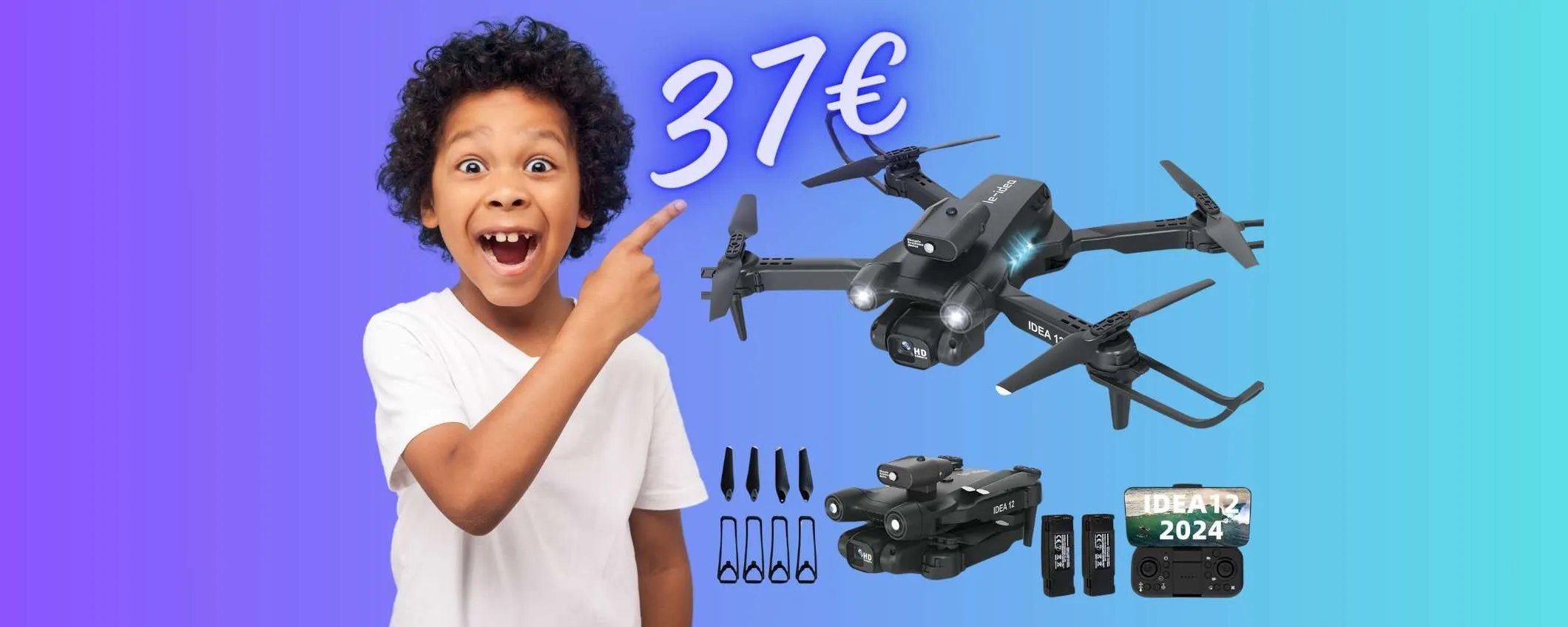 Drone con telecamera: il REGALO PERFETTO costa niente, solo 37€