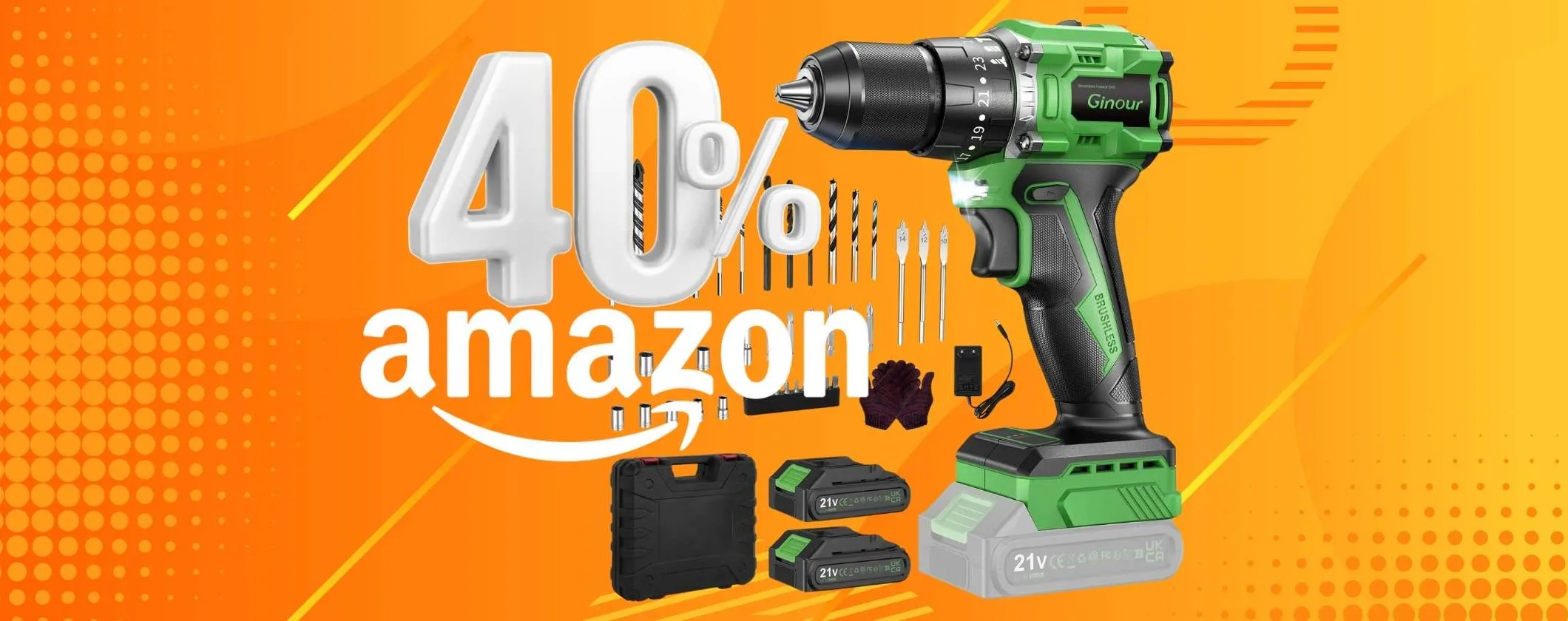 Trapano avvitatore con 2 batterie, valigetta e tantissimi accessori inclusi (-40%)