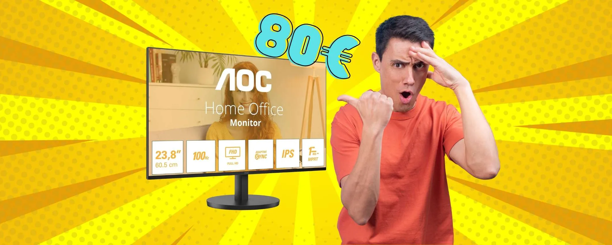 Monitor AOC da 24 pollici FHD con altoparlanti integrati a un PREZZO MAI VISTO