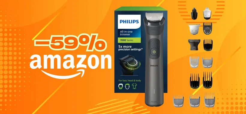 Rifinitore All-in-One Philips serie 7000 per viso, testa e corpo in sconto al 59%