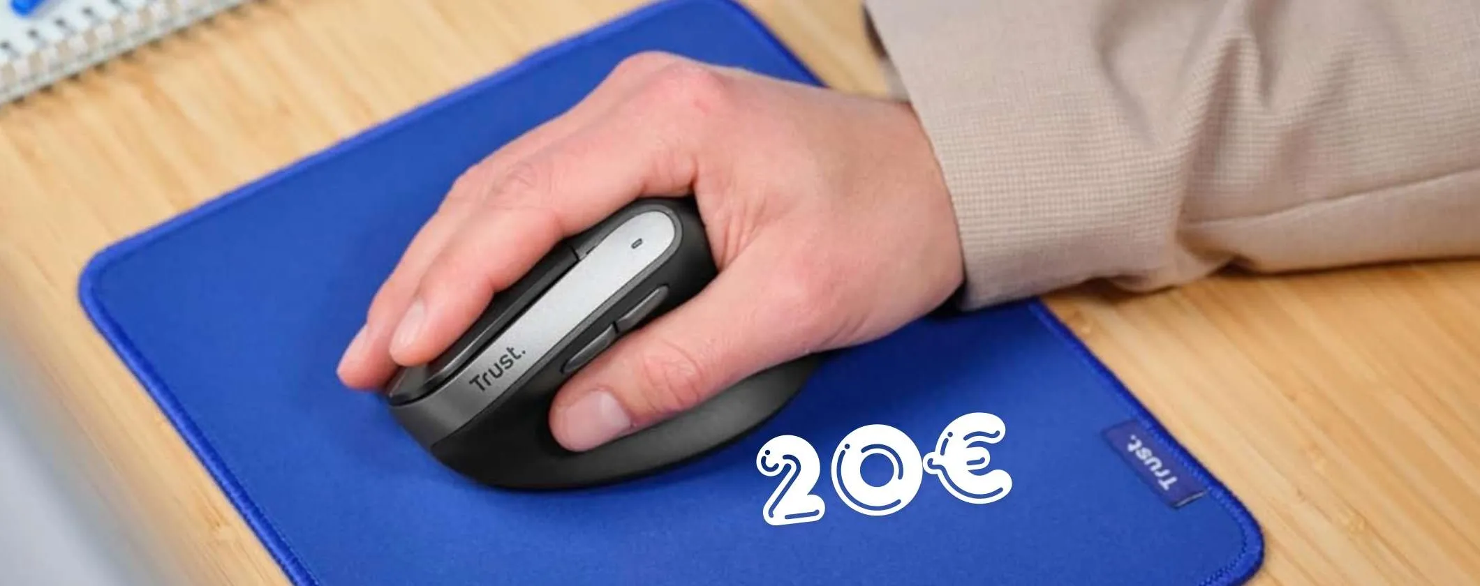 Zero affaticamento e prezzo regalo: ecco il mouse wireless verticale Trust Yuno