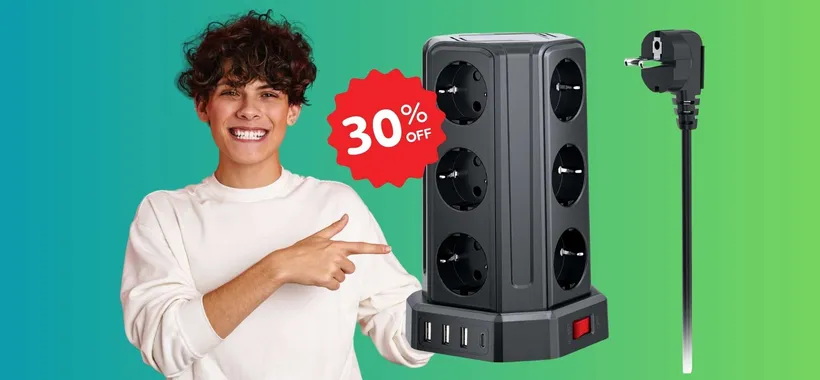 Ciabatta multipresa: 12 schuko + 4 USB, oggi tua a SOLI 25€ su Amazon