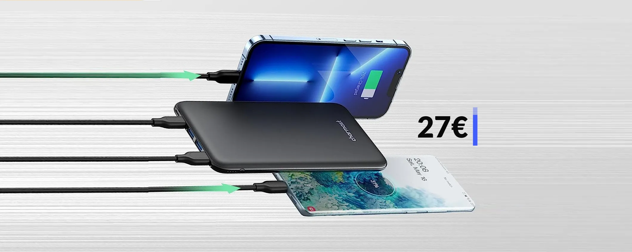 Powerbank multiporta 26800mAh: bastano 27€ grazie a 2 SCONTI