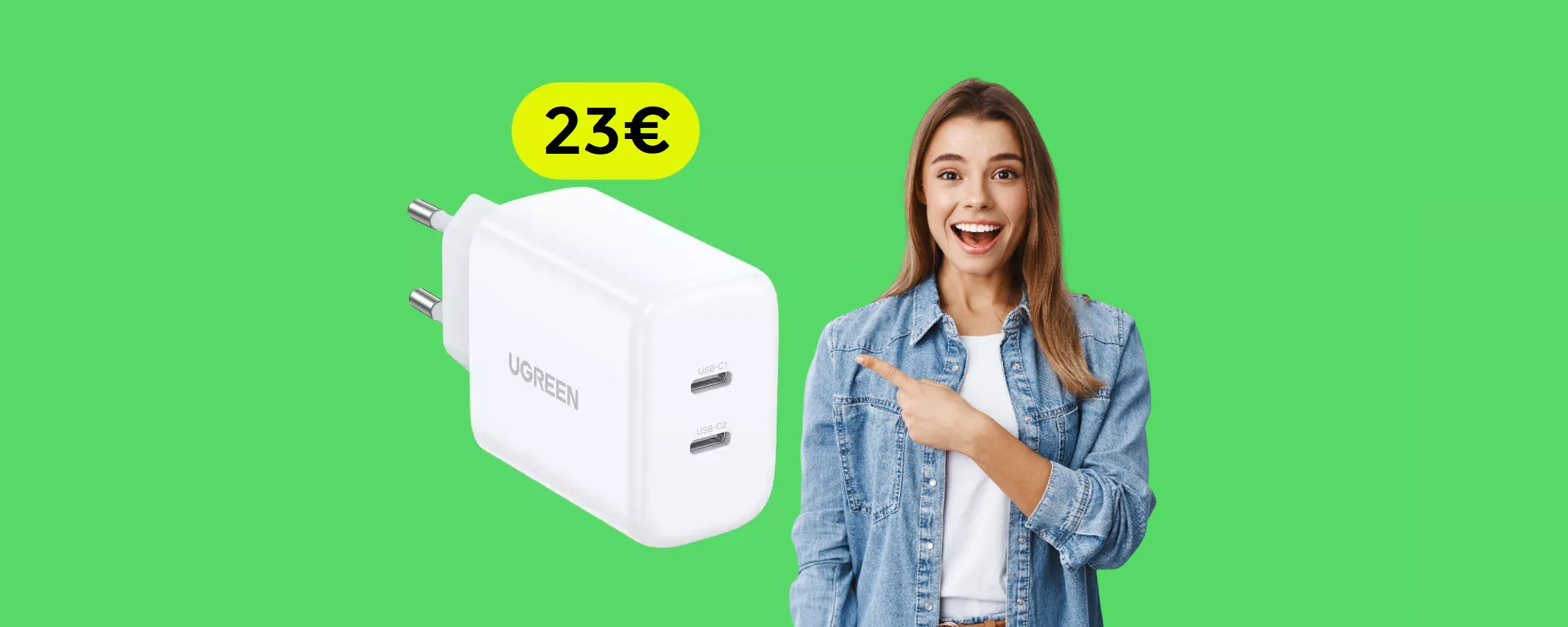 Caricabatterie USB C a 2 ingressi: un vero PORTENTO a soli 23€