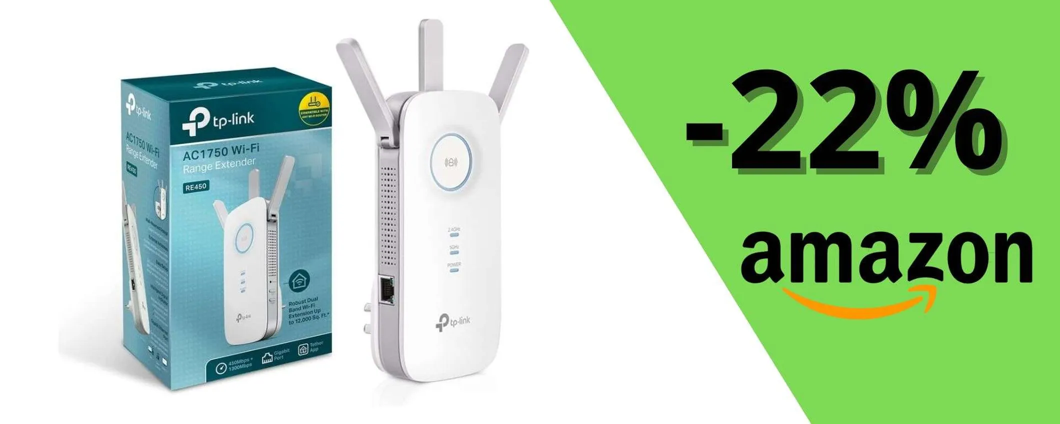 Tp-Link RE450 a 46,99€: ripetitore WiFi AC1750 Dual Band con SUPER sconto del 22%