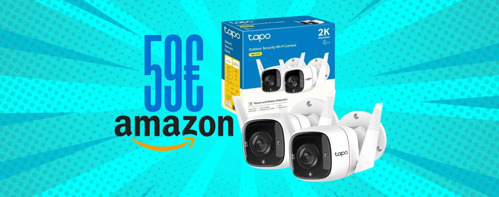 Telecamera WiFi Tapo C310P2 (2 PZ): metti al sicuro casa e famiglia con 59€