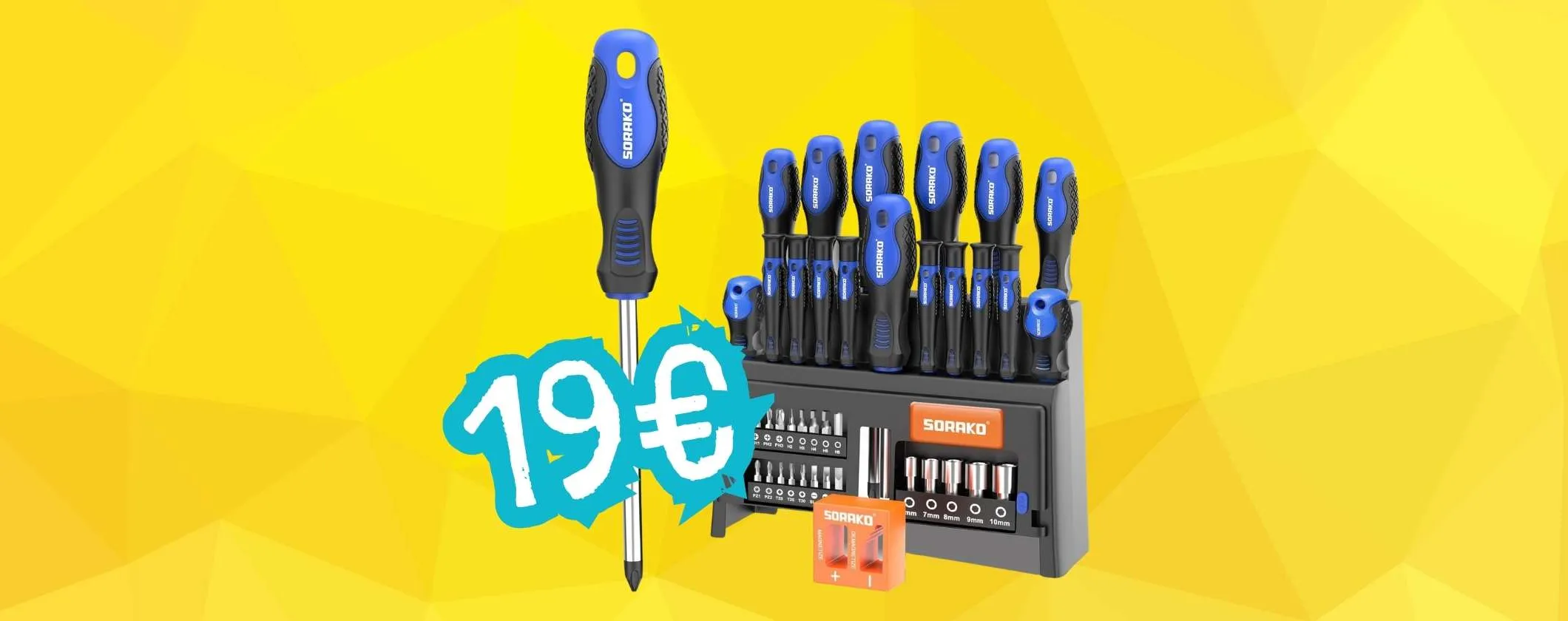 Solo 19€ per questo Set di 40 cacciaviti con supporto, offerta a tempo Amazon