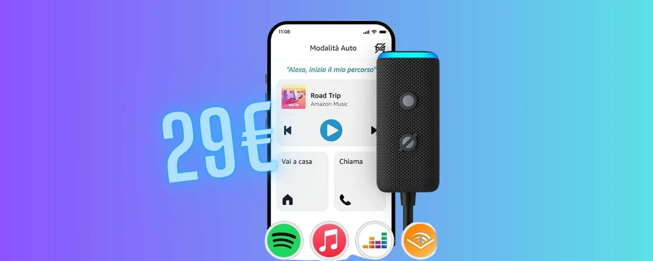 Porta Alexa in macchina con te con Echo Auto a soli 29€