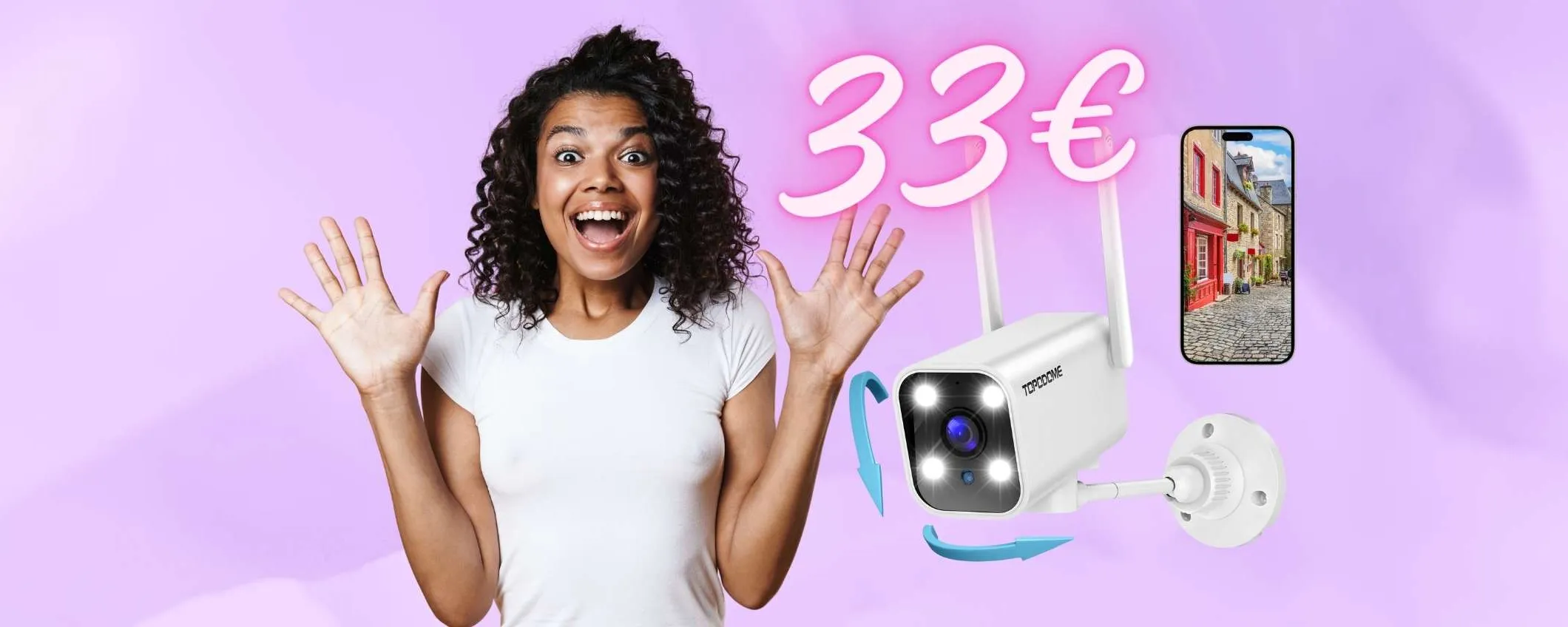 Telecamera WiFi IP66 con sensore di movimento a SOLI 33€ con il COUPON