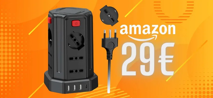 Tutto in ordine con la ciabatta multipla da 12 prese universali, 4 interruttori e 3 USB
