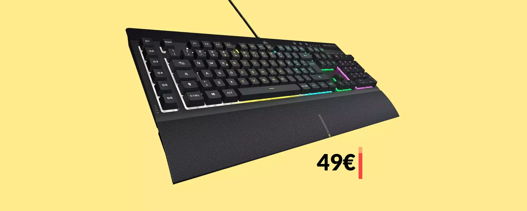 Tastiera GAMING Corsair, impermeabile e retroilluminata: solo 49€