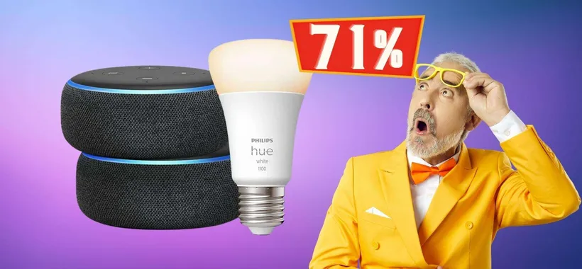Casa intelligente con 2 Echo Dot e una lampadina smart al 71%