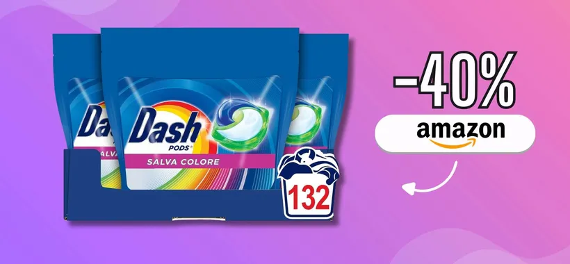Dash Pods e i suoi 132 lavaggi a prezzo centrifugato solo su Amazon