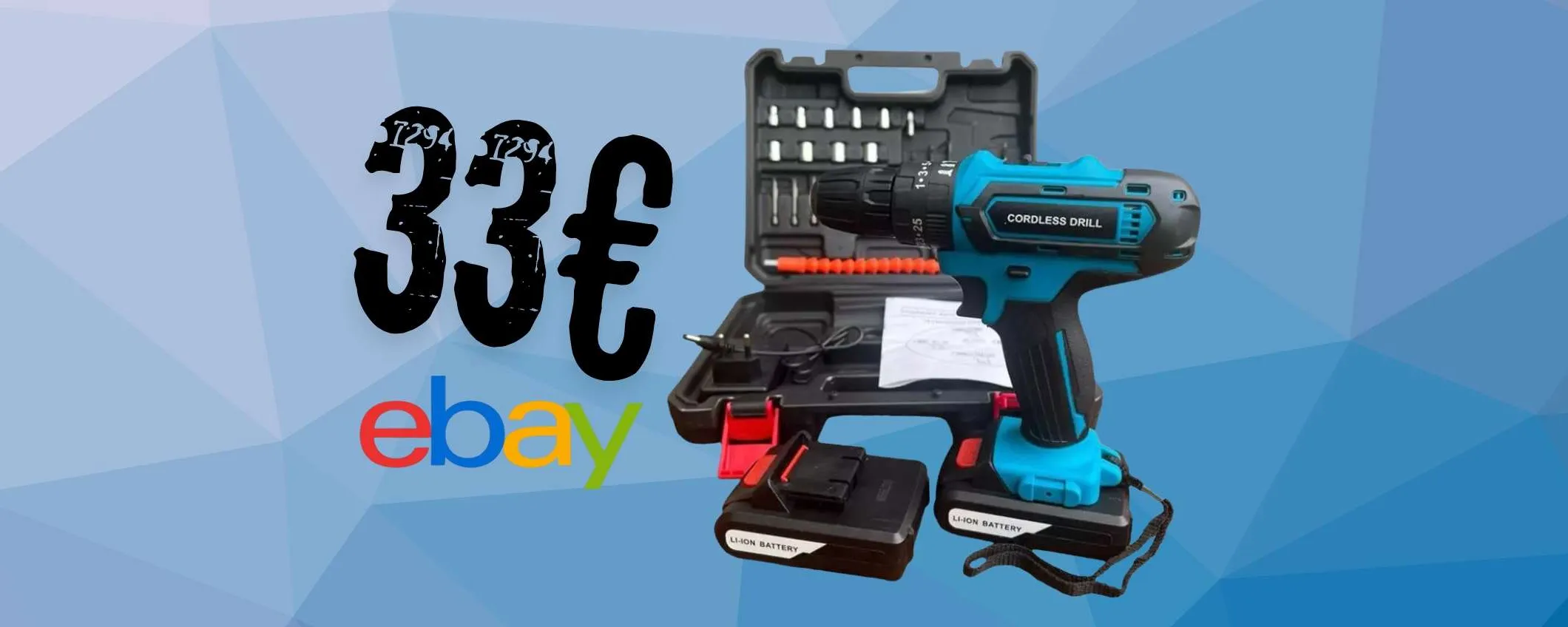 Trapano avvitatore con batteria, valigetta e accessori oggi tuo a soli 33€