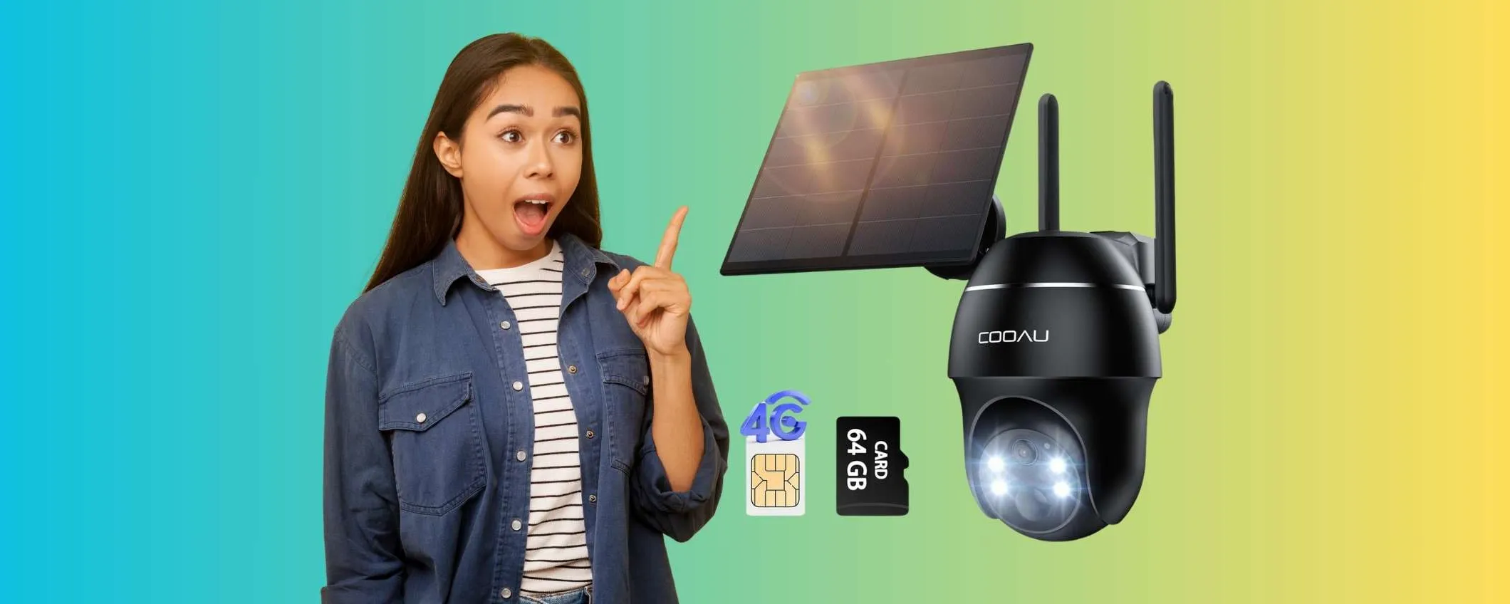 Telecamera di sicurezza con pannello solare, SIM e SD da 64GB a soli 49€