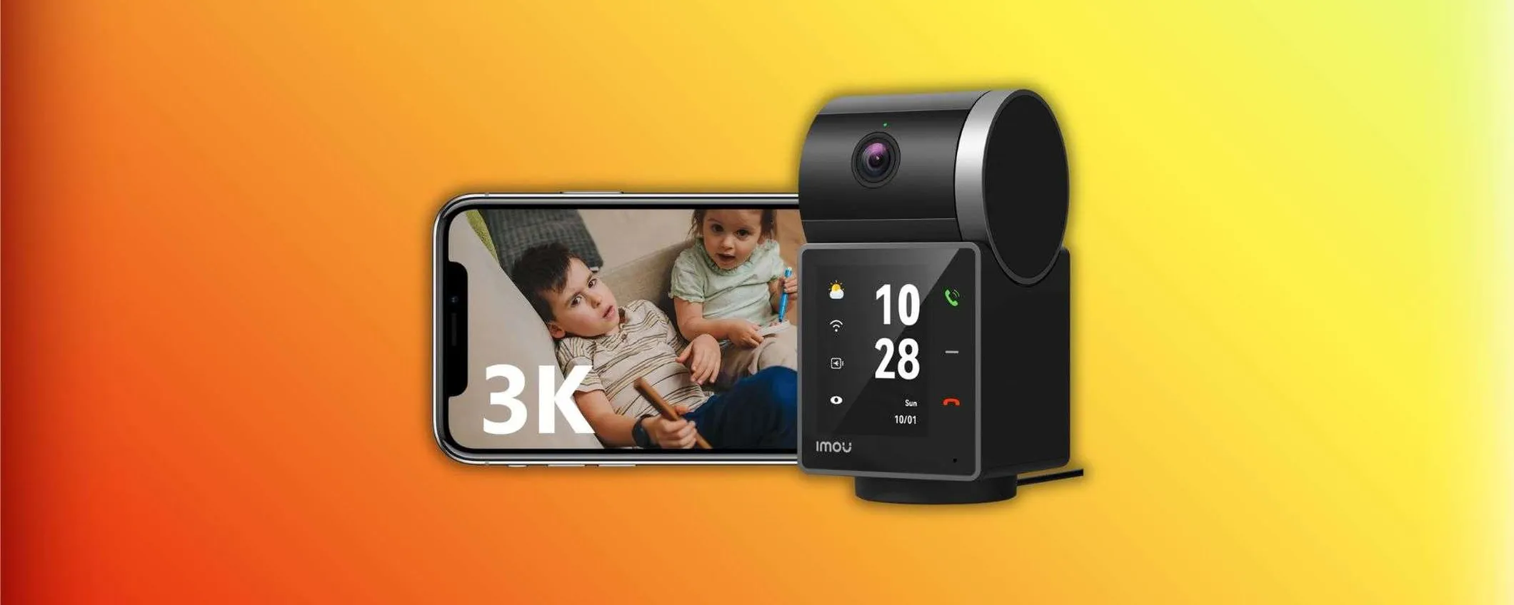 Imou 3K a 69,99€ con coupon da 10€: videocamera Wi-Fi da interno con AI, schermo integrato e chiamata one-touch