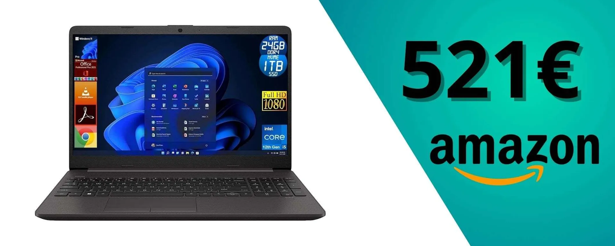 Potente ma economico: il prezzo dell'HP Notebook 250 G9 scende a soli 521€ (Amazon)