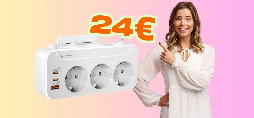 Presa multipla salvaspazio geniale: 3 schuko, 3 USB e interruttori (solo 22€)