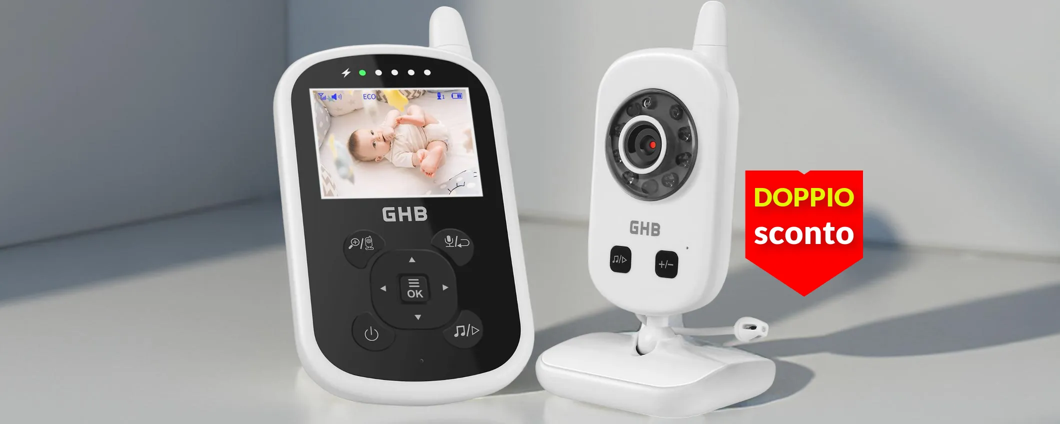 Doppio sconto per il Baby Monitor con visione notturna: bastano 37€