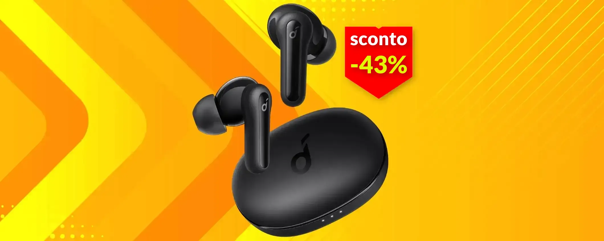 Auricolari Soundcore in offerta a 22€, durano 32h: peso piuma e audio potente
