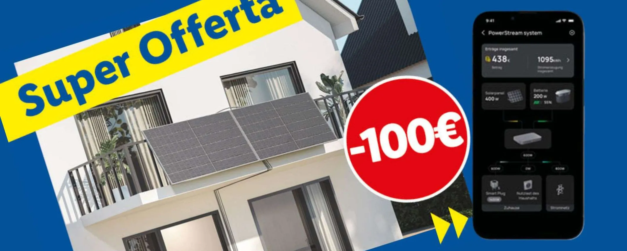 Lidl SPIAZZA TUTTI: solare da balcone a 249€ (kit completo con 2 pannelli)