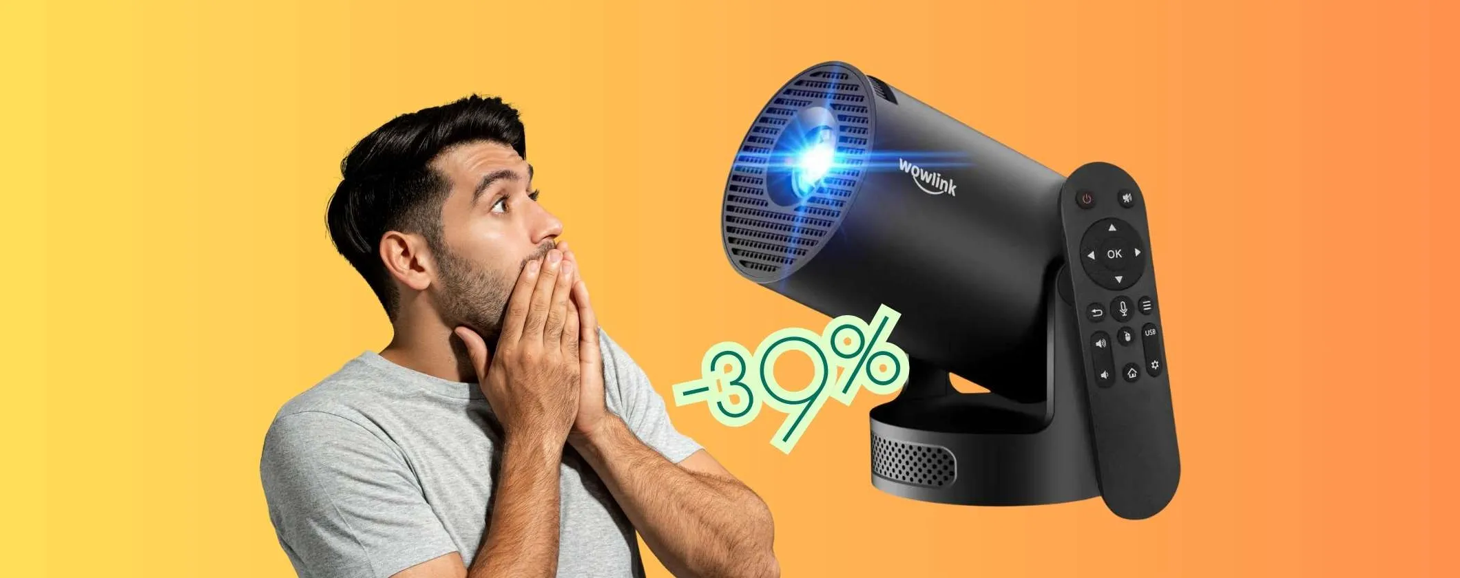 Mini proiettore WiFi e Bluetooth 4K con telecomando in offerta al 39%