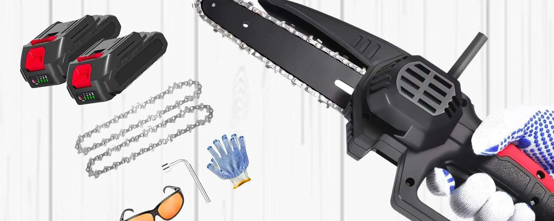 Motosega elettrica con 2 batterie e accessori a 44€: prezzo TRANCIATO (-50%)
