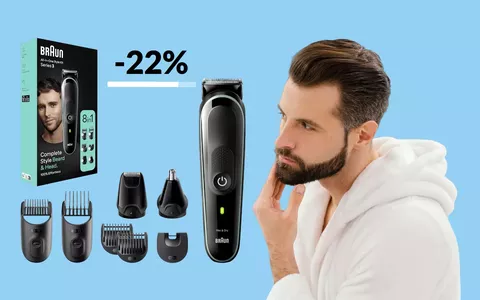 Rasoio elettrico Braun 8-in-1 per barba e capelli impeccabili (38€)