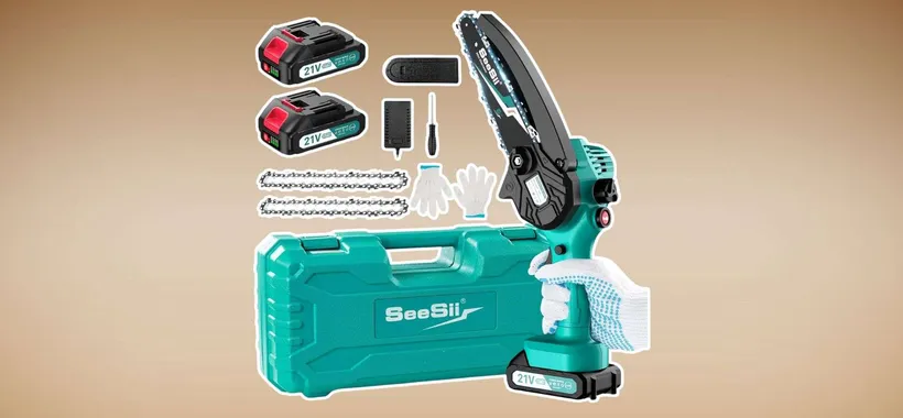 Mini motosega a batteria con accessori a 39 euro col doppio sconto Amazon
