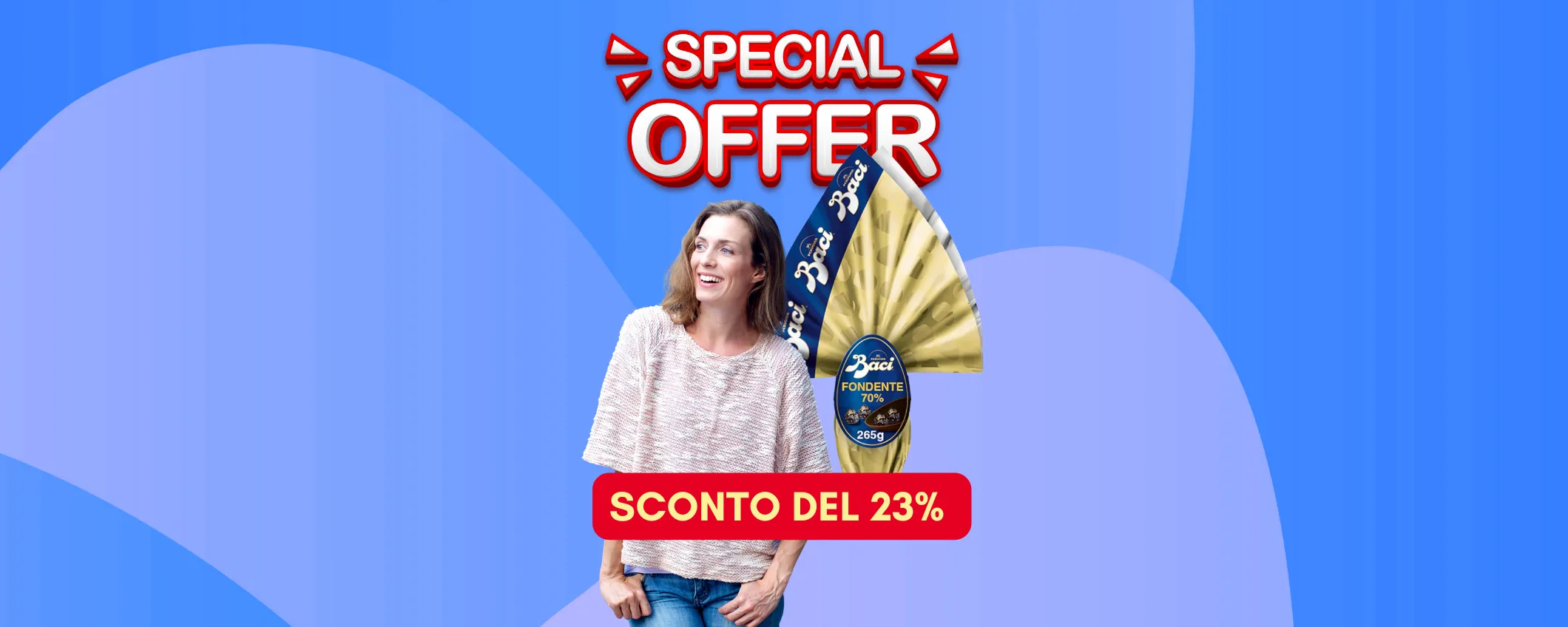 Uovo di Pasqua Baci Perugina fondente al 70%, in sconto del 23%