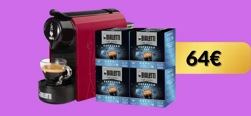 Bialetti Gioia + 64 capsule in regalo: prezzo da Natale su Amazon