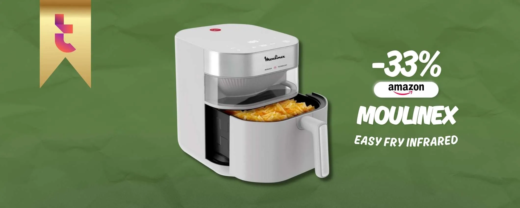 Nuova tecnologia per la Moulinex Easy Fry Infrared, friggitrice 7L (-33%)
